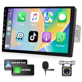 Motoris 9 Inch Single Din Car Stereo Radio with Built-in D-Play & Android Auto, Bluetooth, Voice Control, FM Radio, Touch Screen Auto Radio Support USB/TF/SWC/Rear Microphone Input/Rear View