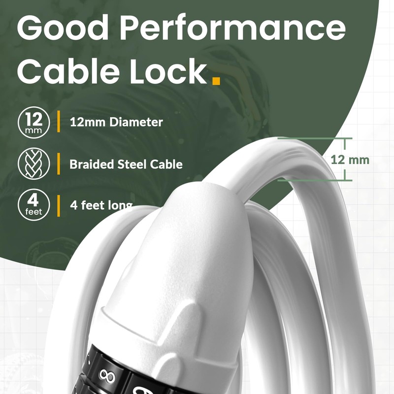 Titanker Bike Lock, Bicycle Lock 4 Feet Cable Lock 1/2