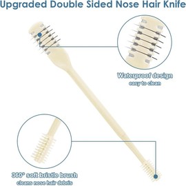 5 Pcs 2-in-1 Nasal Hair Cutter, Upgrade Double Sided Nose Hair Knife, 360¬∞ Nostril Hair Remover Tool, Nose Hair Trimmer for Men, Nasal Hair Cutter for Men Women, Soft Cleaning Brush (Cream)