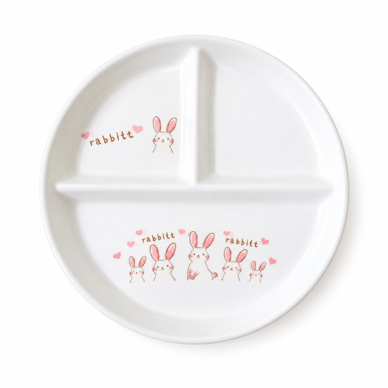 Ceramic Divided Dinner Plate – 3-Section Round Serving Plate for