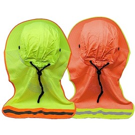 Glory Max High Visibility Reflective Work Safety Bucket Hat Cap Mesh Neck Flap (Half Brim Mesh Flap Green & Orange)