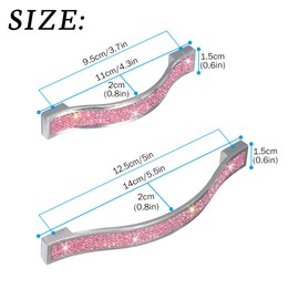 SAVORI Drawer Pulls Handle Bling Crystal Dresser Cupboard Closet Cabinet Wardrobe Door Furniture Handles Hardware Handle Pull for Home Kitchen Bathroom 4 Pack (11cm - 4 Pack, Pink)