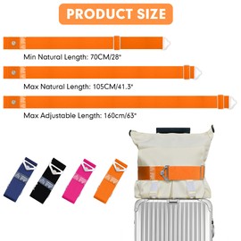 2 Pack 2-in-1 Travel Strap for Luggage Over Handle,Luggage Belt for Carry on Bag, Suitcase Belt, Add a Bag Bungees Luggage Straps Adjustable with Alloy Buckle, Hands-Free for Airport (Orange)