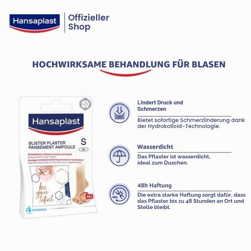 Hansaplast Foot Care Hydrocolloid Blister Plasters, Pack of 6 -