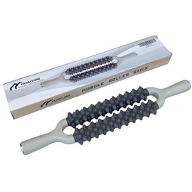 Double Row Muscle Roller Stick for Muscles Deep Tissue，with one-Piece Roller, Bionic Massage Contacts and Non-Slip Handle,High Efficiency Relieves Soreness & Tension，Stocking Stuffers for Adults Men.