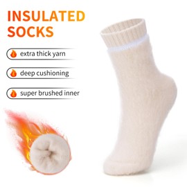 ICEIVY Thermal Slipper Socks, Thick Grip Hospital Socks Plush Slipper Grip Socks Women Winter Soft Warm Cozy Socks 4 Pairs(Multicolor-DC2)