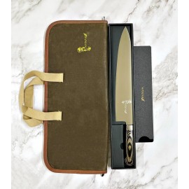 HANAKO 12 in Chef Knife German Steel Pakkawood Handle + Edge Guard & Green Storage Case