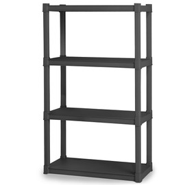 Sterilite 4 Shelf Unit, Heavy-Duty Shelving Storage and Utility Rack - Standing Plastic Organizer Shelves for Kitchen, Bathroom, and Garage