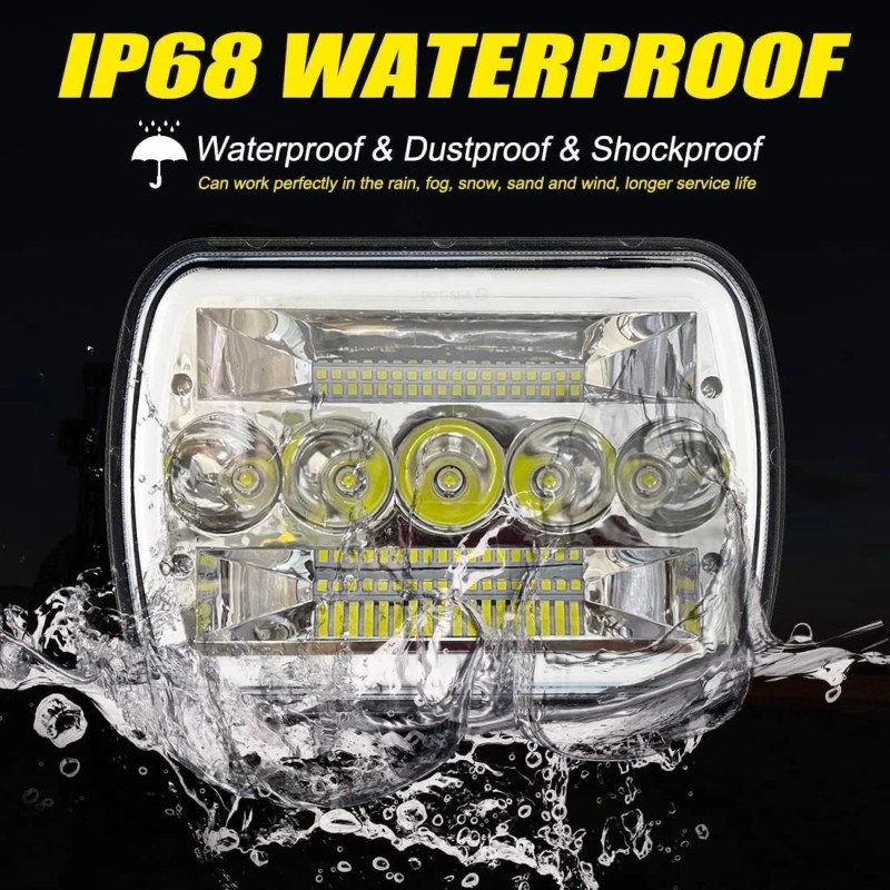 Unbranded Pair 5x7 7x6" LED Headlights High/Low Beam For Dodge