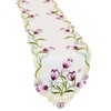 Simhomsen Embroidered Tulip Table Runners, Spring Floral Table Linens (Purple,