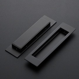 Ravinte 2 Pack Black Sliding Closet Door Handles Black Flush Pulls 8 inch Length Recessed Finger Pulls for Sliding Barn Door Sqaure Cabinet Pulls Stainless Steel