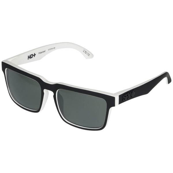 SPY Optic Helm, Square Sunglasses, Color and Contrast Enhancing Lenses, Whitewall - Happy Gray Green With Black Spectra Mirror Polarize Lenses