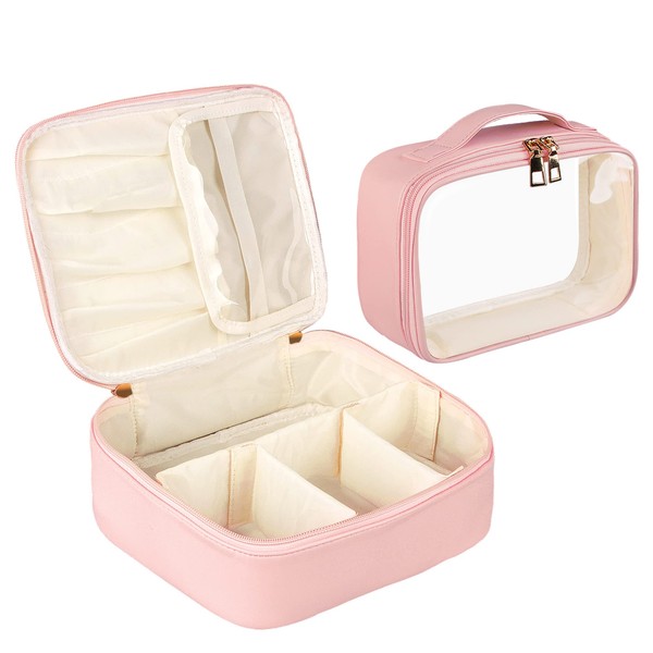 L LULUJAY PU Leather Makeup Bag Set - 2 PCS