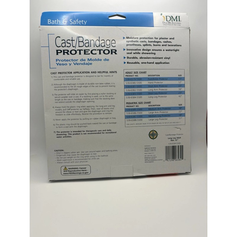 DMI Long Leg Cast/Bandage Protector Adult 42” Waterproof Shower Cover