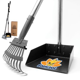 Bodhi Dog Metal Long Handle Tray and Rake Pooper Scooper | Perfect for Small, Medium, Large, XL Pets - Great for Grass, Street and Gravel