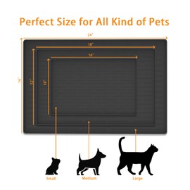 Dog Food Mat, Silicone Dog Mat for Food and Water, 18" x 12" Large Dog Feeding Mat, Waterproof Dog Cat Bowl Mat with Edges to Prevent Water Food Spills, Nonslip Pet Food Mats for Floors, Light Gray