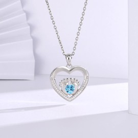 Sariel New Mom Necklace Baby Feet Birthstone Mother to Be Gifts Sterling Silver First Time Expecting Mama Jewelry for Pregnant Women Mothers Day, Silver, Cubic Zirconia, March