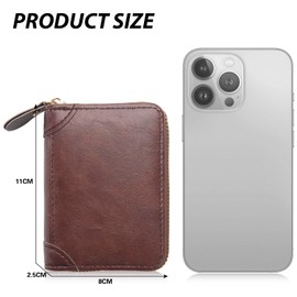 FACATH Card Holder with Coin Compartment - Leather Credit Card Holder with Lots of Space for up to 20 Cards - Wallet for Men and Women with RFID NFC Protection (Brown)