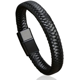 Minaette Leather Bracelet, Men's, Women's, Simple, Bracelet, Metal Fittings, Magnetic Lock, Magnet, Lightweight, Black, Brown, Leather, No Gemstone