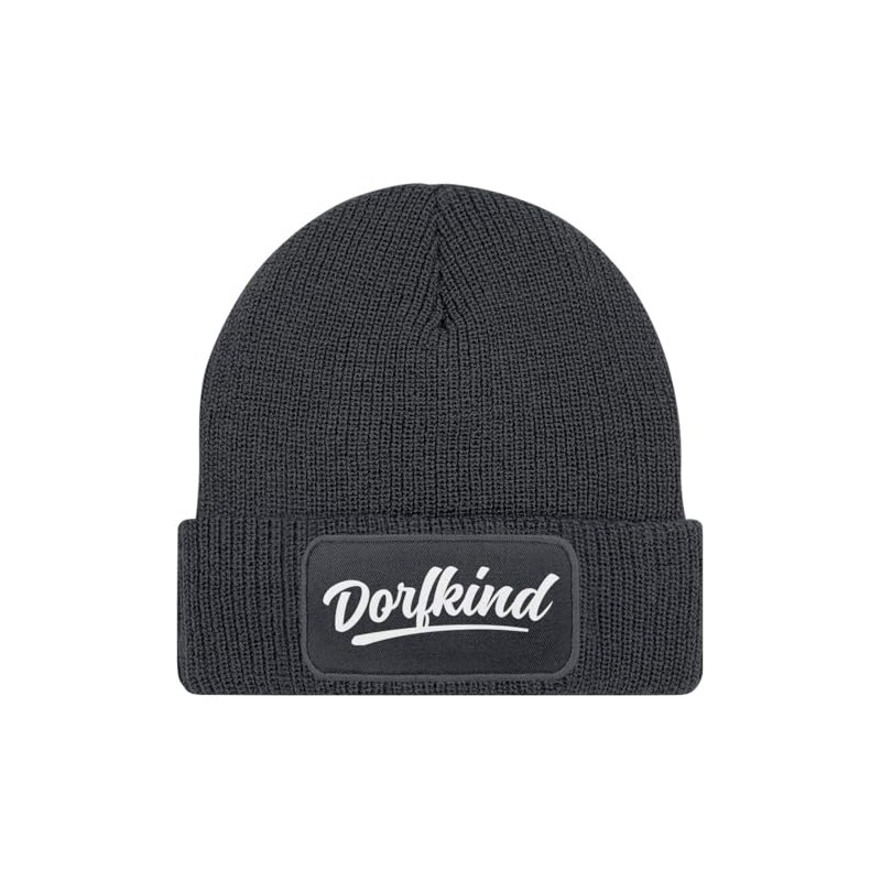 MoonWorks® Men's Beanie with Patch Dorfkind Knitted Hat with Saying