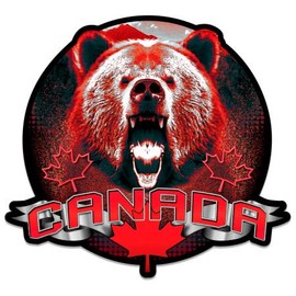 Canada Grizzly Bear - 8" Vinyl Sticker - for Car Laptop I-Pad - Waterproof Decal