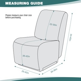 Ruaozz 1-Piece Reclining Armless Chair Cover for Sectional L Shape Recliner Sofa Stretch Recliner Cover Jacquard Recliner Seat Cover Washable Furniture Protecor (Large, Grey)