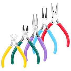 Swpeet 5Pcs Jewelry Pliers, Mini Jewelry Making Tools with Needle/Round/Bent Nose Pliers, Wire Cutters, End Nipper, for Jewelry Making, Wire Wrapping, Crafts