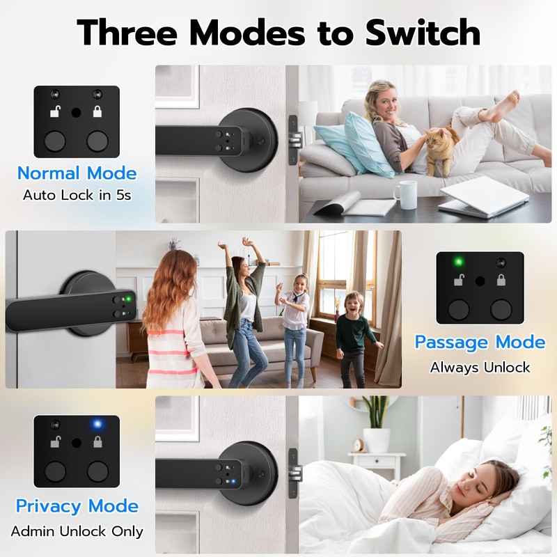 Smart Fingerprint Door Knob Lock with Display Screen, Fingerprint Biometric