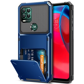 TITACUTE for Moto G Stylus 5G 2021 Case Wallet 5 Credit Card Holder Flip Cover Design ID Slot Back Pocket Dual Layer Anti-Scratch Hard Shell Tough Protective Bumper for Moto G Stylus 5G 2021 Blue