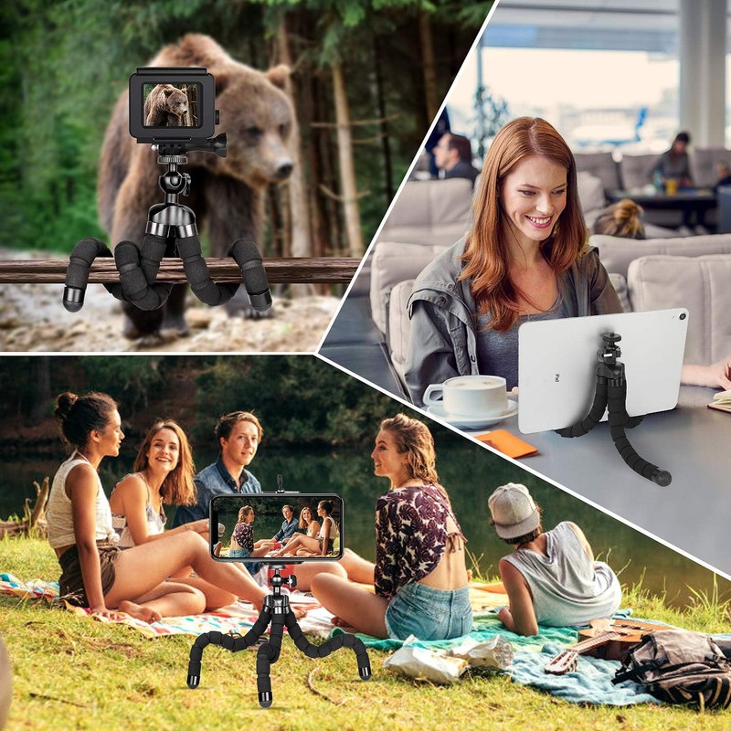 Thapncow Flexible Tripod with Universal Clip, 360° Rotating Smartphone Holder,