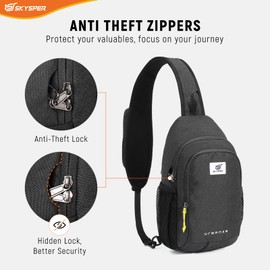SKYSPER Sling Bag Anti Theft Crossbody Backpack RFID Lightweight Travel Shoulder Chest Bag for Hiking Walking