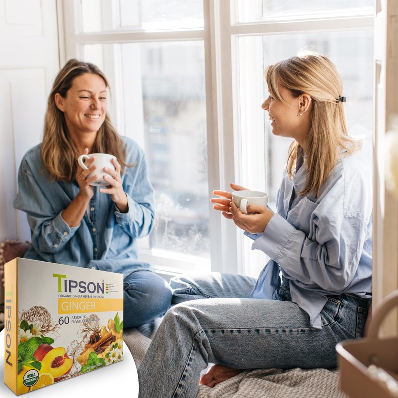 Tipson Organic Ginger Variety Sampler - 6 Flavors (60 Tea