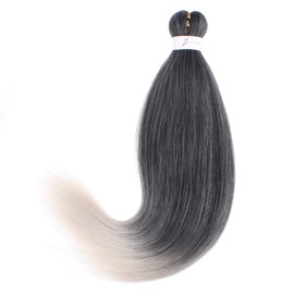 Leeven Pre Stretched Braiding Hair 20 Inch Ombre Silver EZ Braids Kanekalon Yaki Texture Pre Stretched Hair Extensions for Woman/1BSilver#