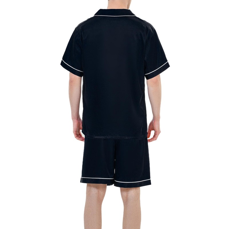 AprBean Mens Pajama Set Silky Fabric Short Sleeve Loungewear Two