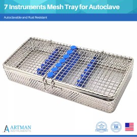 Artman Instruments 7 Instruments Mesh Tray for Autoclave 8”X4.24”X1.50” ARTMAN