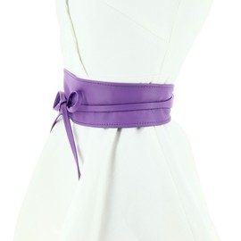 Fashiongen - Women's Obi Belt Made of Genuine Leather, Cassiane (Ceinture Femme Cuir Cassiane) - purple, size: L-XL
