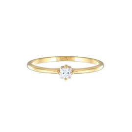 Elli Women's Engagement Ring Solitaire Classic with Zirconia in 925 Sterling Silver Gold-Plated, Crystal, Cubic Zirconia