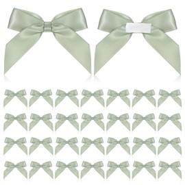 30PCS Green Satin Ribbon Bows 2 inch Self Adhesive Satin Bows for Gift Wrapping Pretied Bows with Sticky Gel Pads Bow Decorations for Birthday Party Wedding Decorations Crafts Gift Bakery Candy Bags