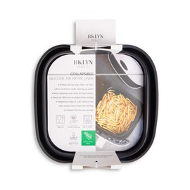 Core Home Kitchen Tool Accessory 2 Quart Food Safe Silicone Heat Resistant Collapsible Air Fryer Liner Pan, Black Onyx, Square