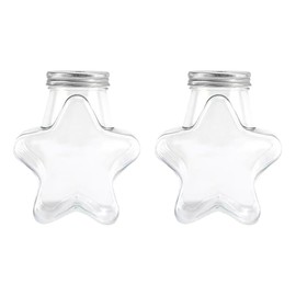 UUYYEO 2 Pcs 500ml Star Shaped Plastic Jars Paper Stars Jars Paper Star Storage Jars Valentine's Day Plastic Jars Party Favor Bottles Empty Plastic Containers with Lids