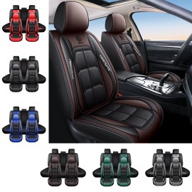 Xiangta Hot Selling Luxury Car Seat Covers Full Set Waterproof Non-Slip Leather Universal Fit Cushions for Cars SUVS TrucksSize: Universal Size, Color: Black & Red