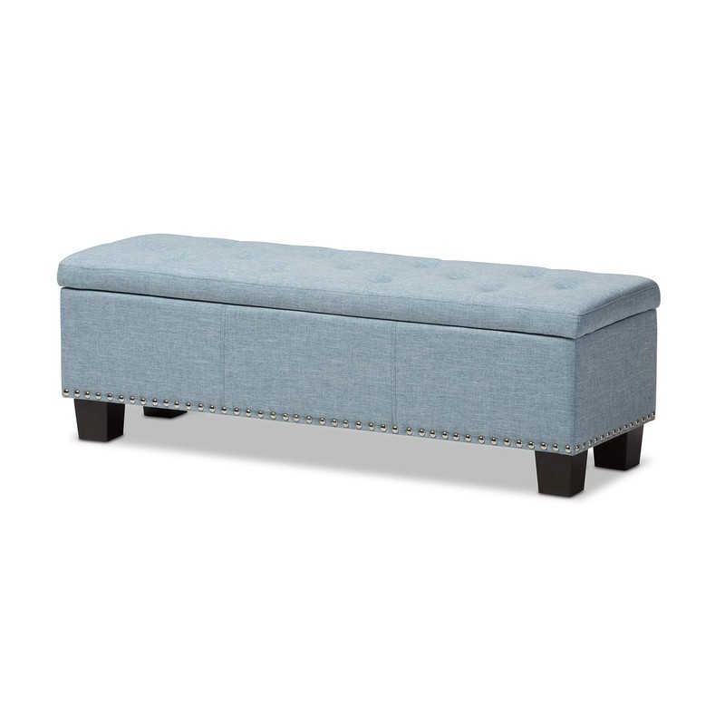 Baxton Studio Hannah Modern and Contemporary Upholstered Button-Tufting Storage Ottoman