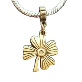 Charm Pendant - Jewelry Making DIY - European Bracelet Lucky Four 4 Leaf Clover Good Luck Dangle Bead Style