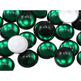 25mm Green Emerald H106 Round Flat Back Acrylic Cabochons 1 Inch Plastic Gems for Crafts Costume Embelishments Card Making Jewels Jewelry Making Cosplay Jewels - 12 Pieces