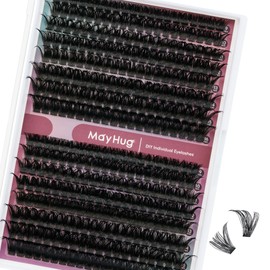 Mayhug Eyelash Extensions, 80D Individual Eyelashes, 320 Pieces, D Curl Cluster Lashes, 9-16 mm, DIY Natural Eyelashes, Fake Lashes