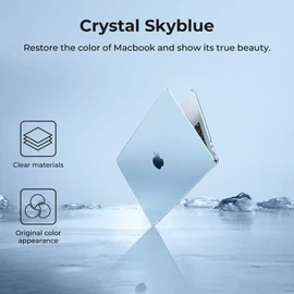 EooCoo Compatible with MacBook Air 13 inch Case for 2025-2022 M4 M3 M2 Model A3240 A3113 A2681, Protective Plastic Hard Case Cover Shell for MacBook Air 13.6 inch- Crystal SkyBlue