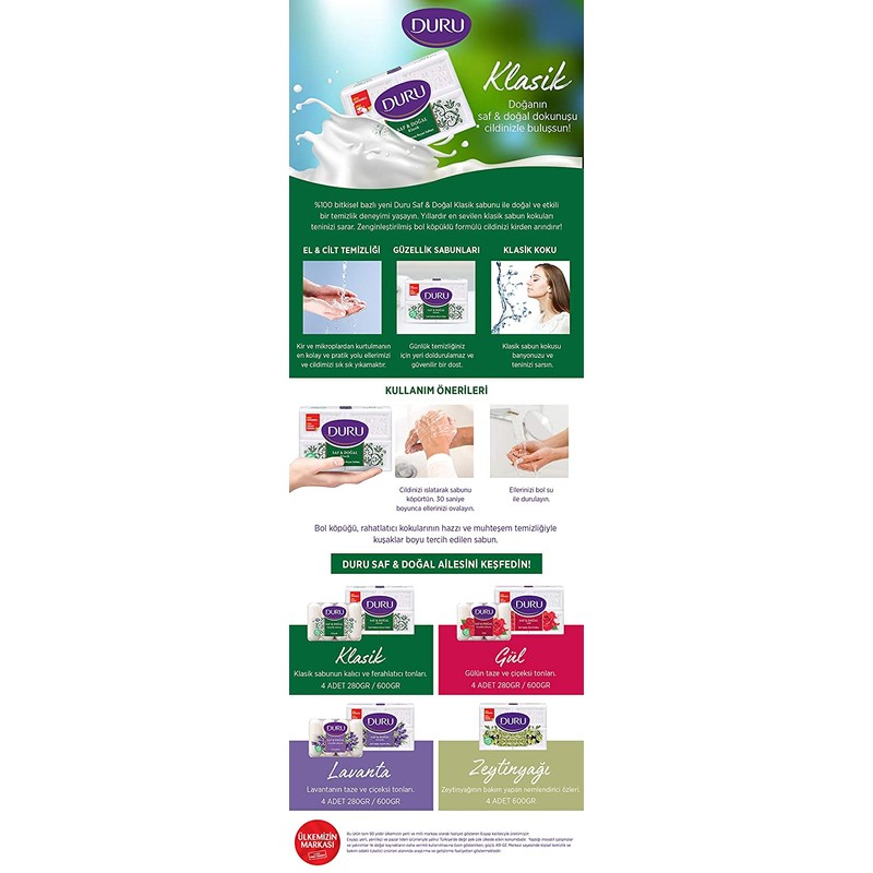 Duru Pure and Natural Bar Soap, Classic, 24.69 Ounce