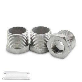 Bwintech 3 Pieces 3/4 Inch Male Thread to 3/8 Inch BSP Female Thread Stainless Steel Hex Reducer for Pipe Connection Conversion