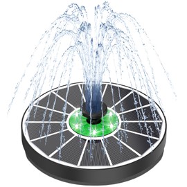 Yzert Solar Fountain White Lights Glass, 3.5W Solar Water Fountain with 2200 mAh Battery, Bird Bath Fountains Solar Power with 4 Fixers & 7 Nozzles for Outdoor,Patio, Garden Decor, Pond,Hummingbird