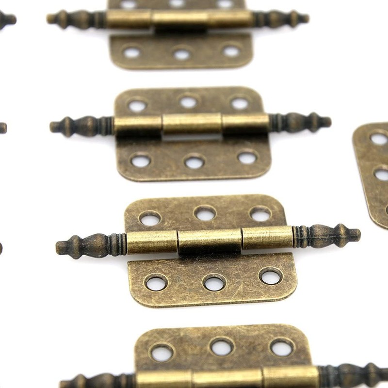 8 PCs Vintage Antique Brass Flap Hinges with Lengthened Axis